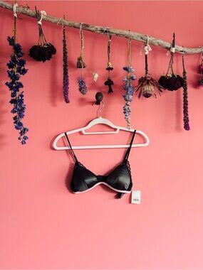 Top Shop Black Satin Triangle Bralette - Women's Intimates